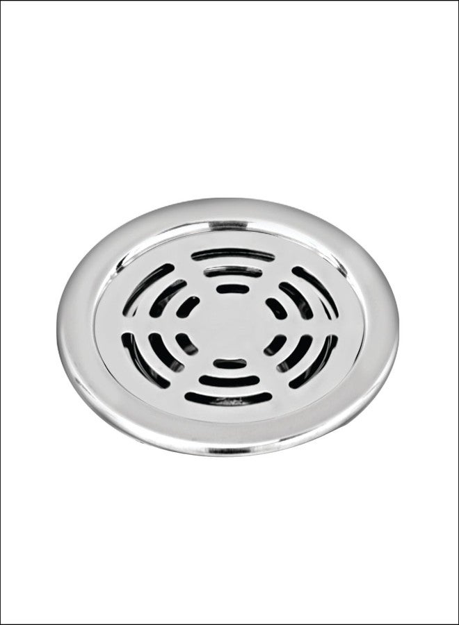 Sanjay Chilly Stainless Steel Floor Drain 4 INCH Cover Jali 304 Grade Washroom Bathtub Kitchen Waste Water Drainer in Bathroom Sink & Toilet (TOF Round Ringo Silver) - Image 1